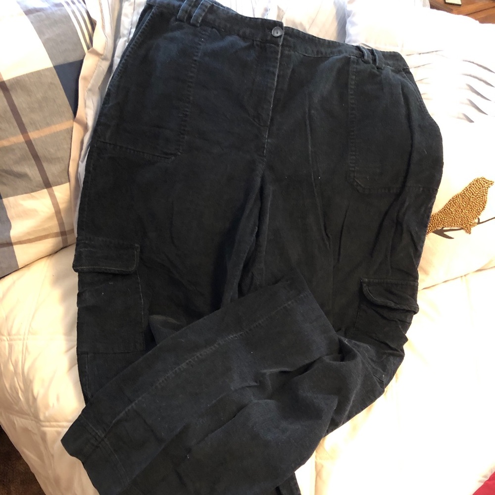 J. Jill black corduroy cargo pants, size 12.
